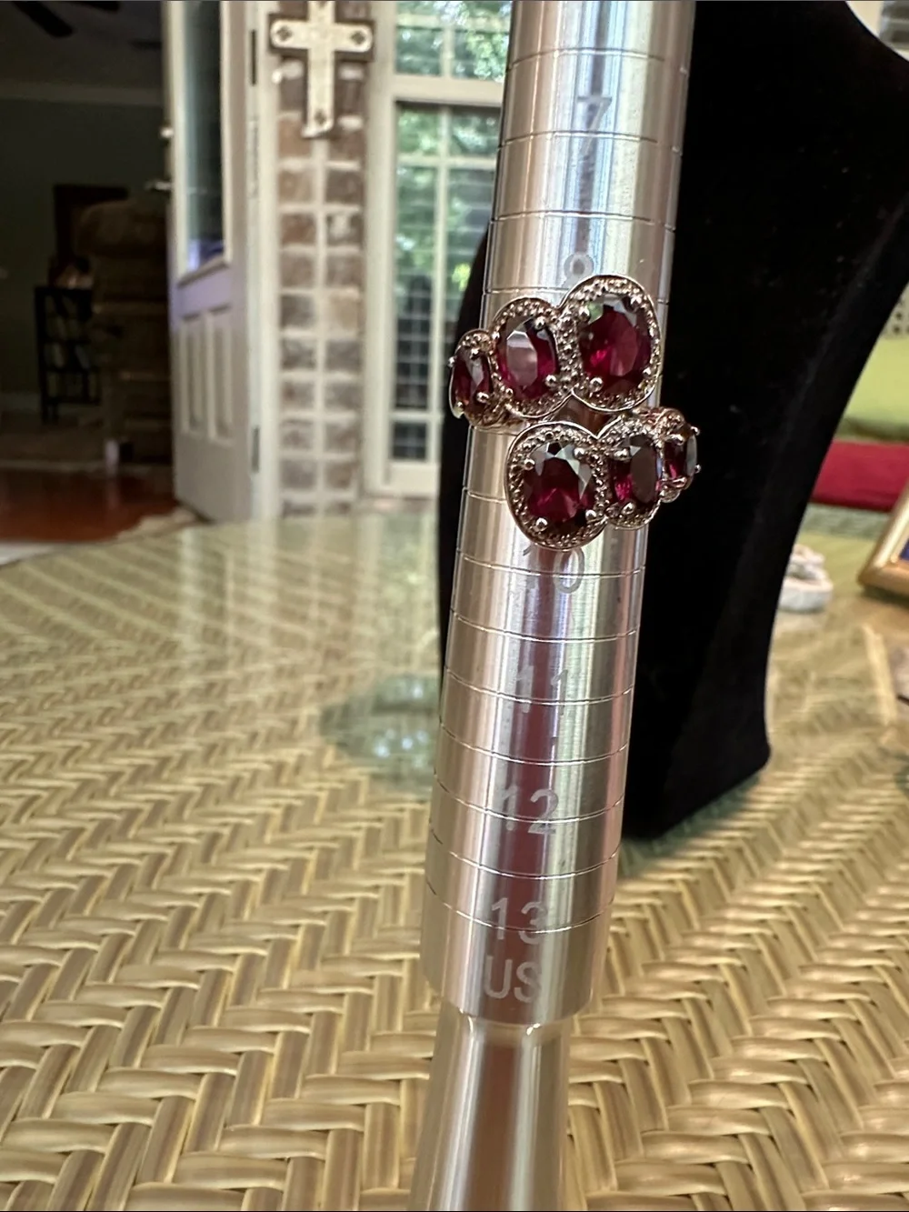 Vintage-Style Sterling Garnet Cocktail Ring - Silver